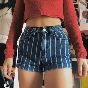 Pacsun striped jean shorts